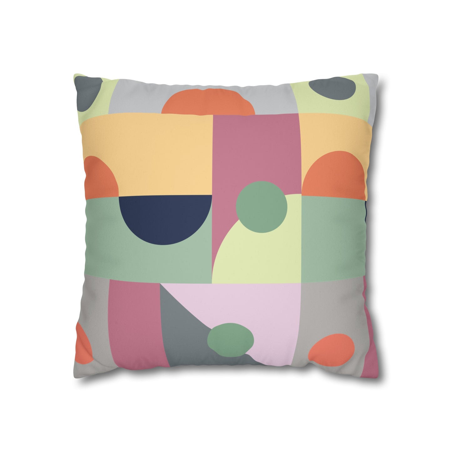 Faux Suede Pillowcase with Abstract print