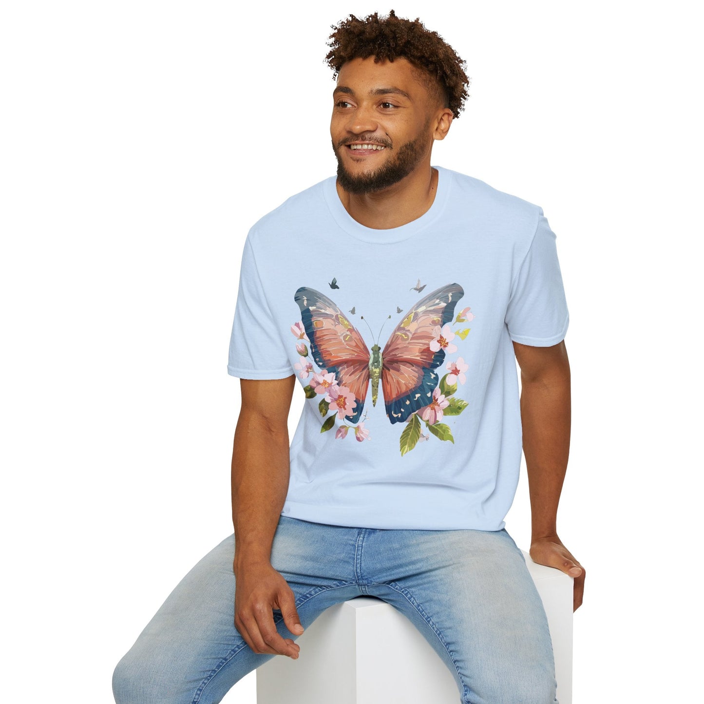 Unisex Monarch Butterfly T Shirt Softstyle 64000 Gildan Ring Spun Cotton Tee Lightweight Comfort