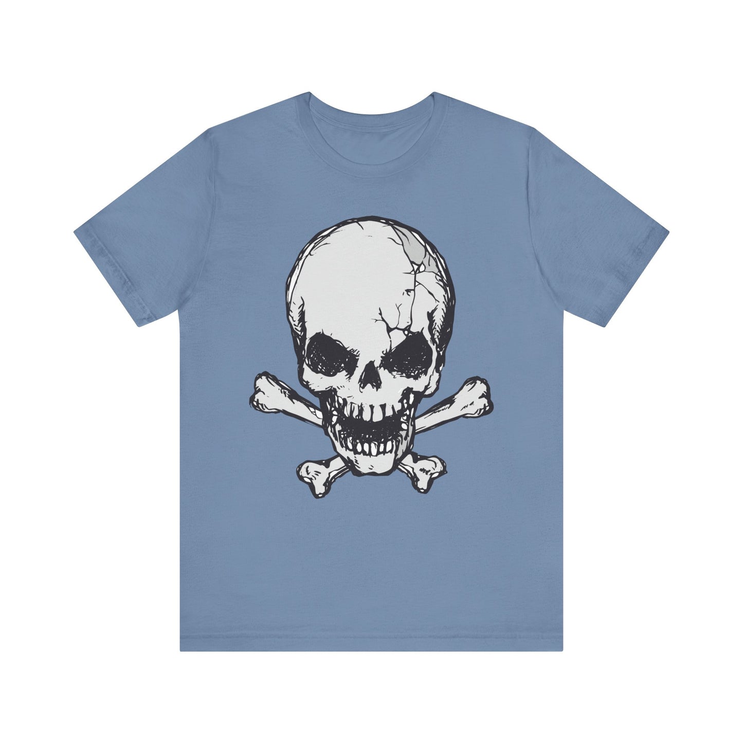 Grey Skull Graphic Design Tee, Skull Shirt, Vintage Tees, Art Design T-Shirt, Vintage Graphic Tee, Art Shirts with Skulls