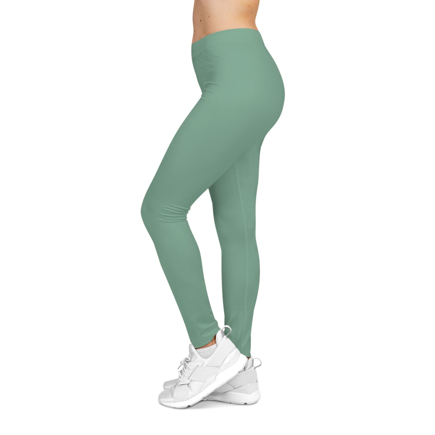 Muted Teal Color Women's Poly-Span Casual Leggings XS-2XL