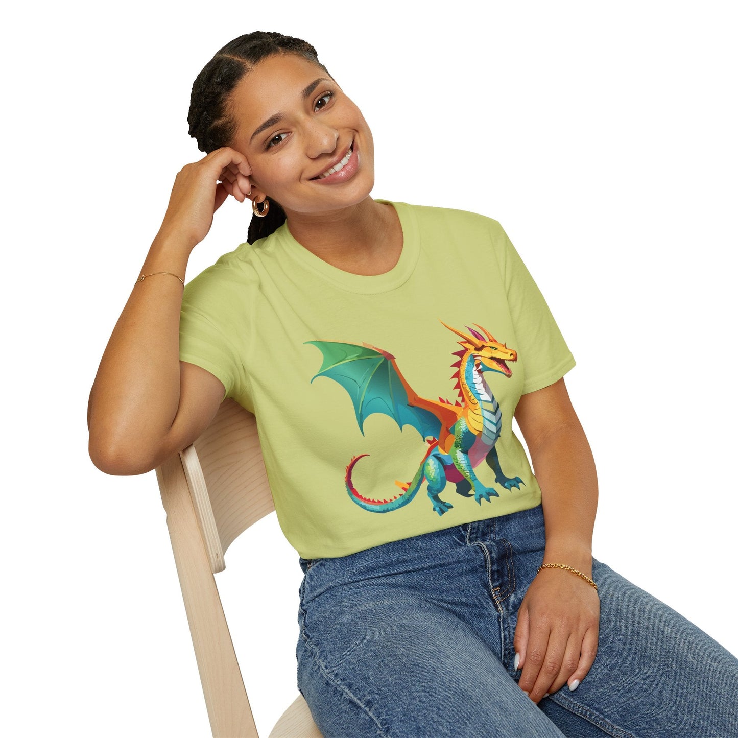Dragon T Shirt Unisex Animal Design Tee Softstyle Gildan 64000 100 Percent Ring Spun Cotton