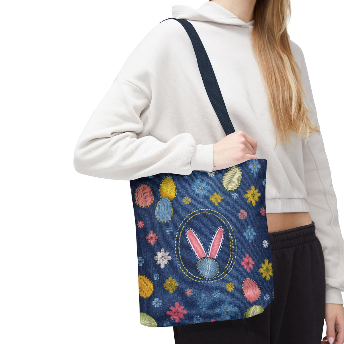 Easter Graphic Design Denim Fabric Imitation Print Unisex Canvas Bag Poly Spun 3 Sizes Tote Bag 204-10