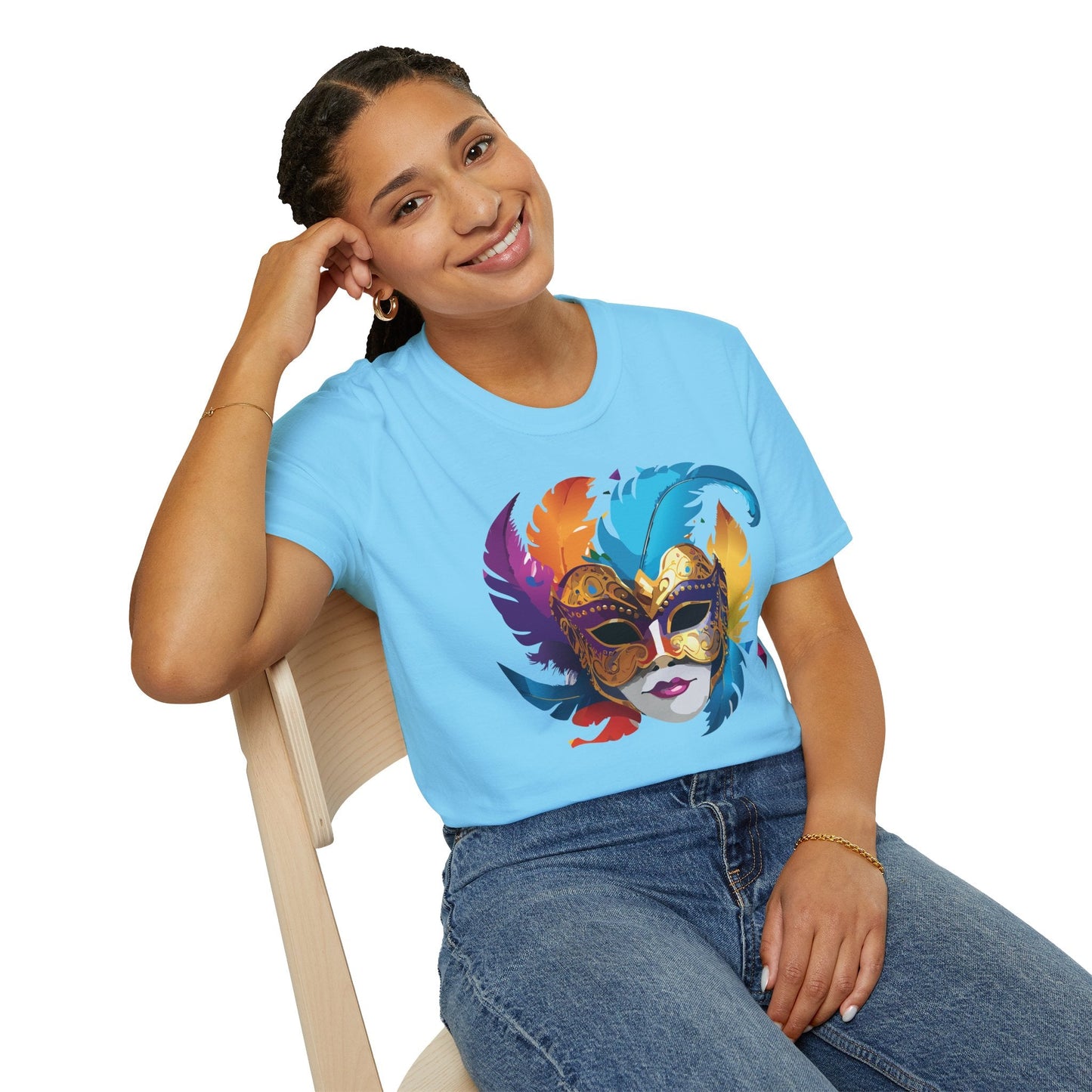 Mask Tee Shirt Unisex Short Sleeve Cotton Tee Art Design Masquerade Gildan Softstyle 64000