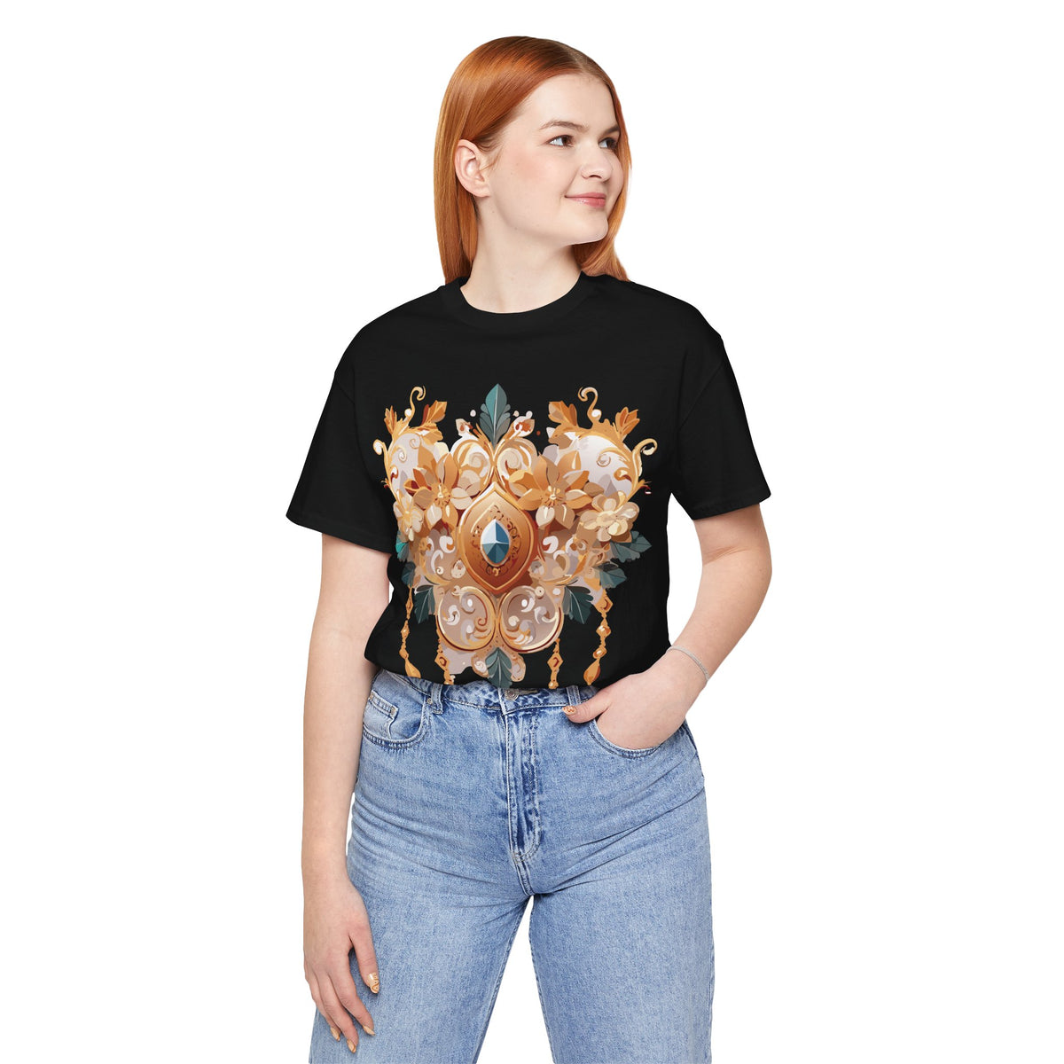 Jewelry Graphic Unisex Cotton Bella+Canvas Tee with Gemstones Art Design m52