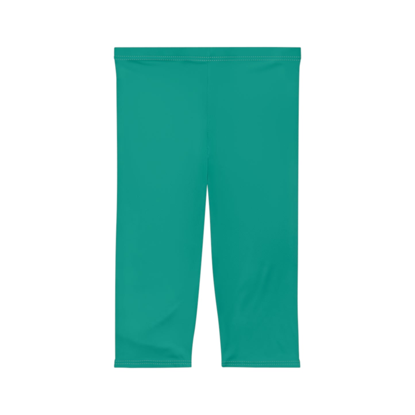 Verdigris Teal Color Women's Brushed Suede Poly Span Casual Capri Leggings XS-2XL