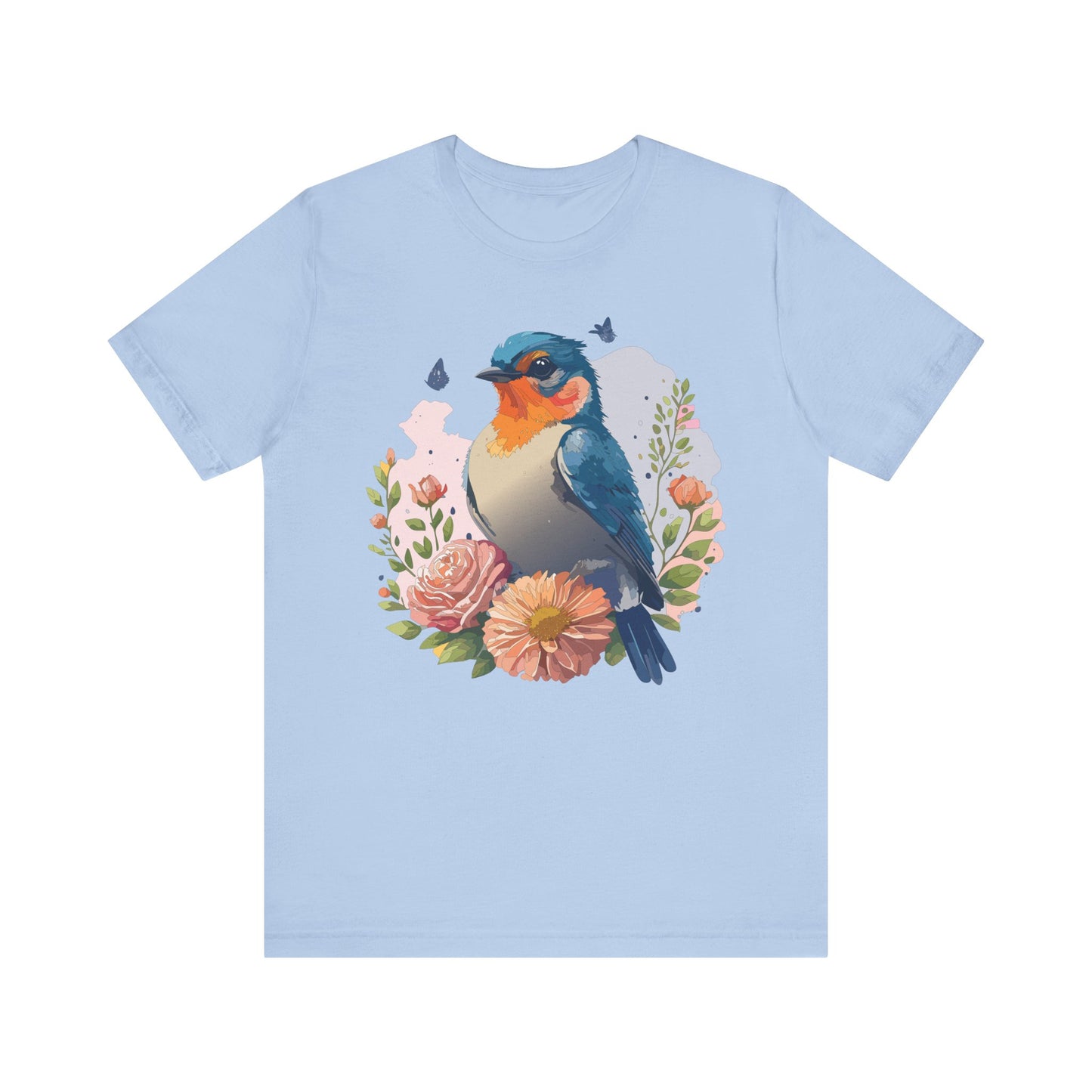 Floral Bird Tee, Animal Shirt, Bird Shirt, Floral Tee, Flower T-shirt, T-Shirt with Animal