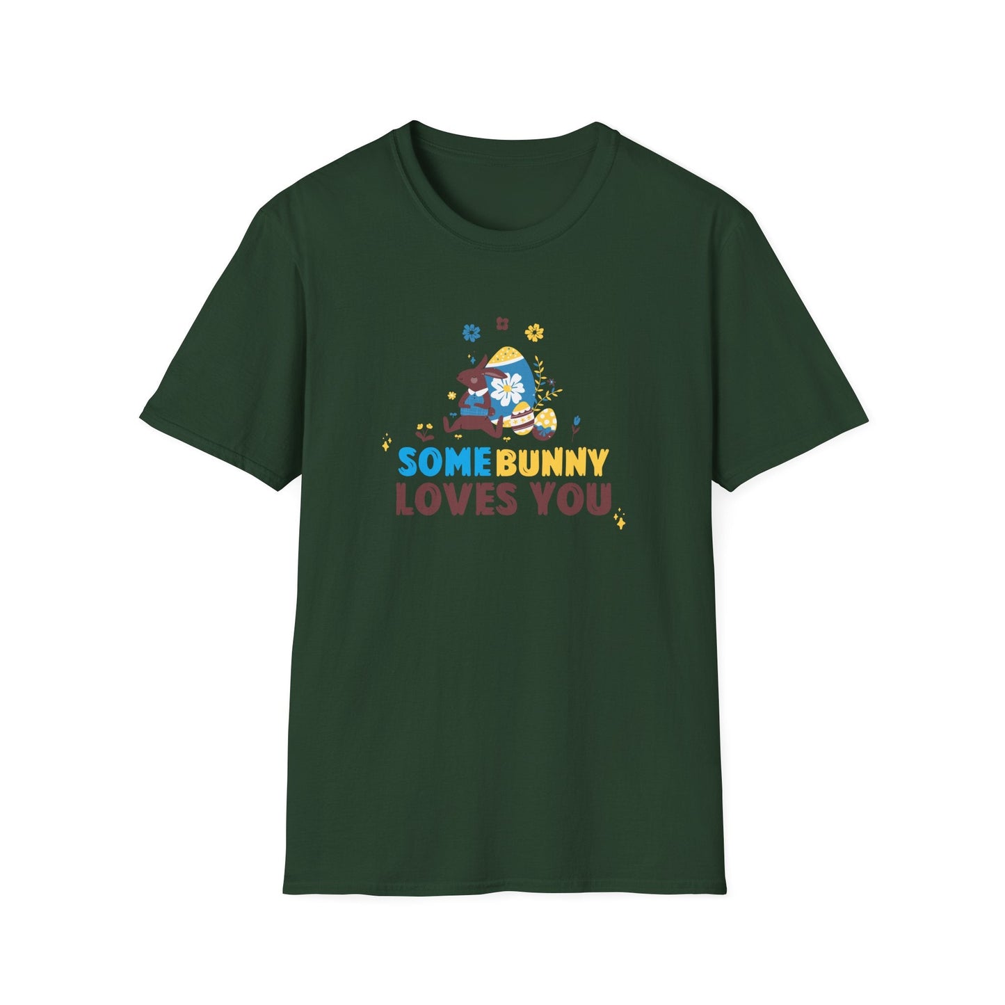 Easter Bunny T Shirt Unisex Gildan Softstyle 64000 Art Design With Easter Prints
