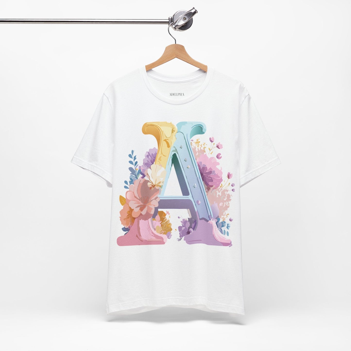 Letter A Graphic Tee Unisex Short Sleeve Shirt Vintage Inspired Artwork By Adelpha