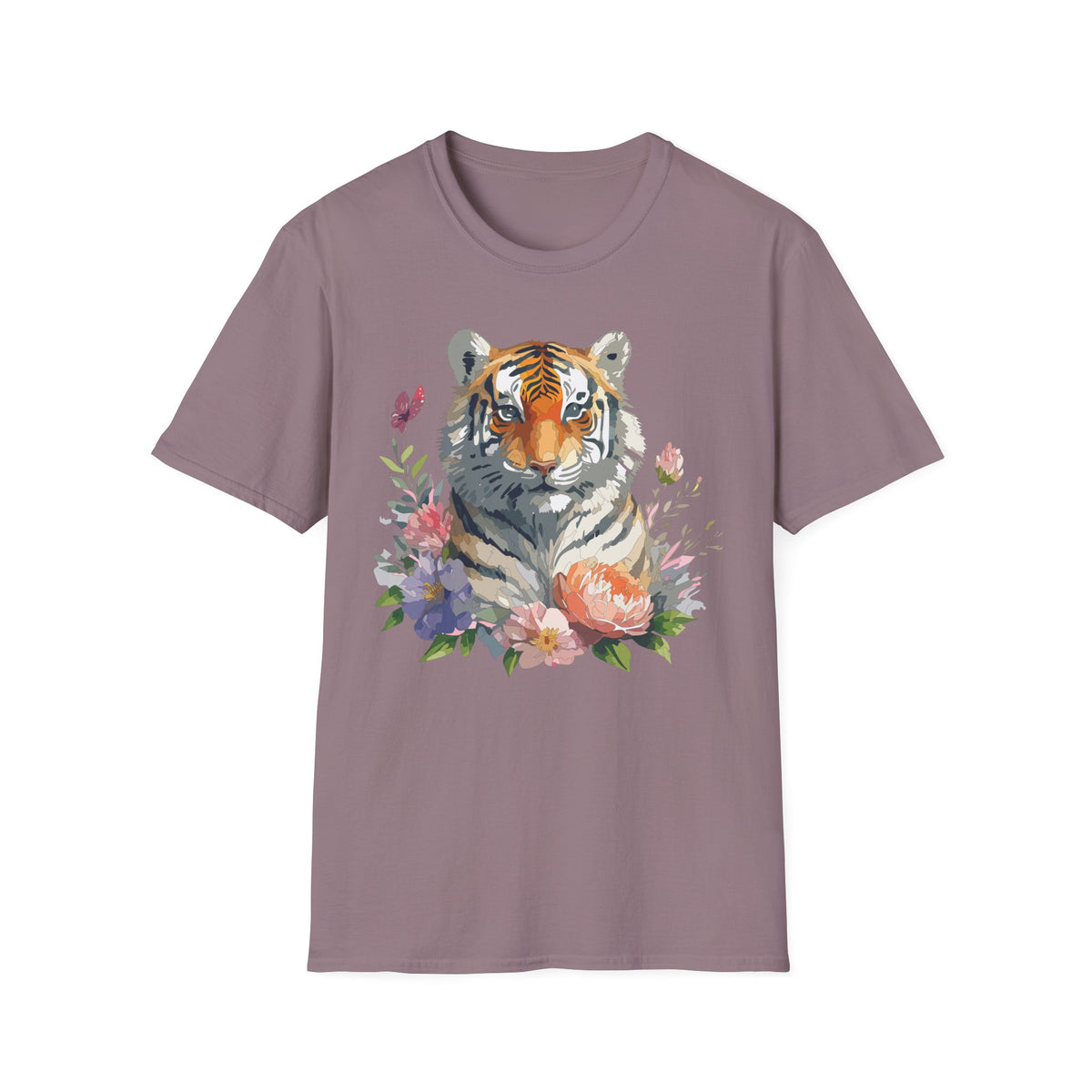 Watercolor Tiger Floral T-Shirt | Tiger Portrait Tee