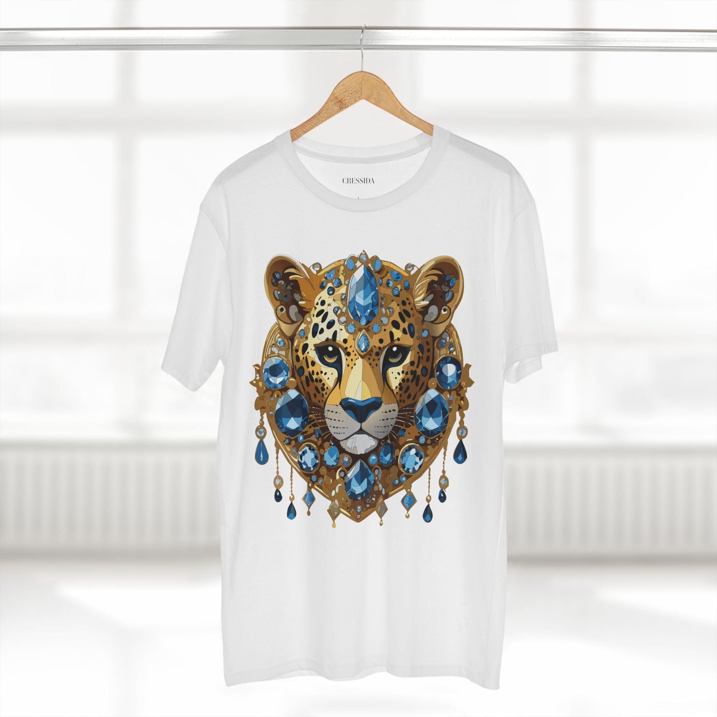Cheetah Graphic Unisex 100 Cotton Tee With Unique Animal Golden Medallion Art Design 49