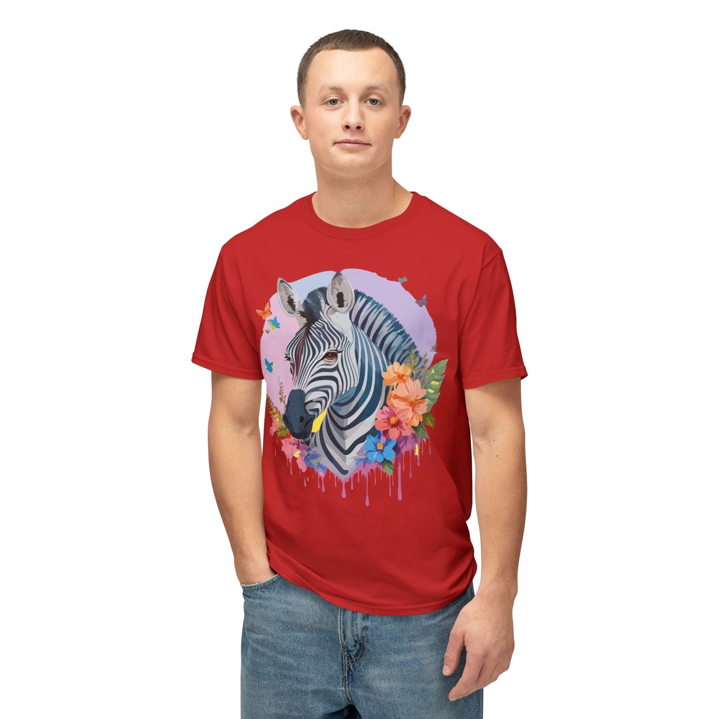 Unisex Zebra T Shirt With Art Print HD Cotton Vintage Zebra Tee Floral Design Graphic Tee
