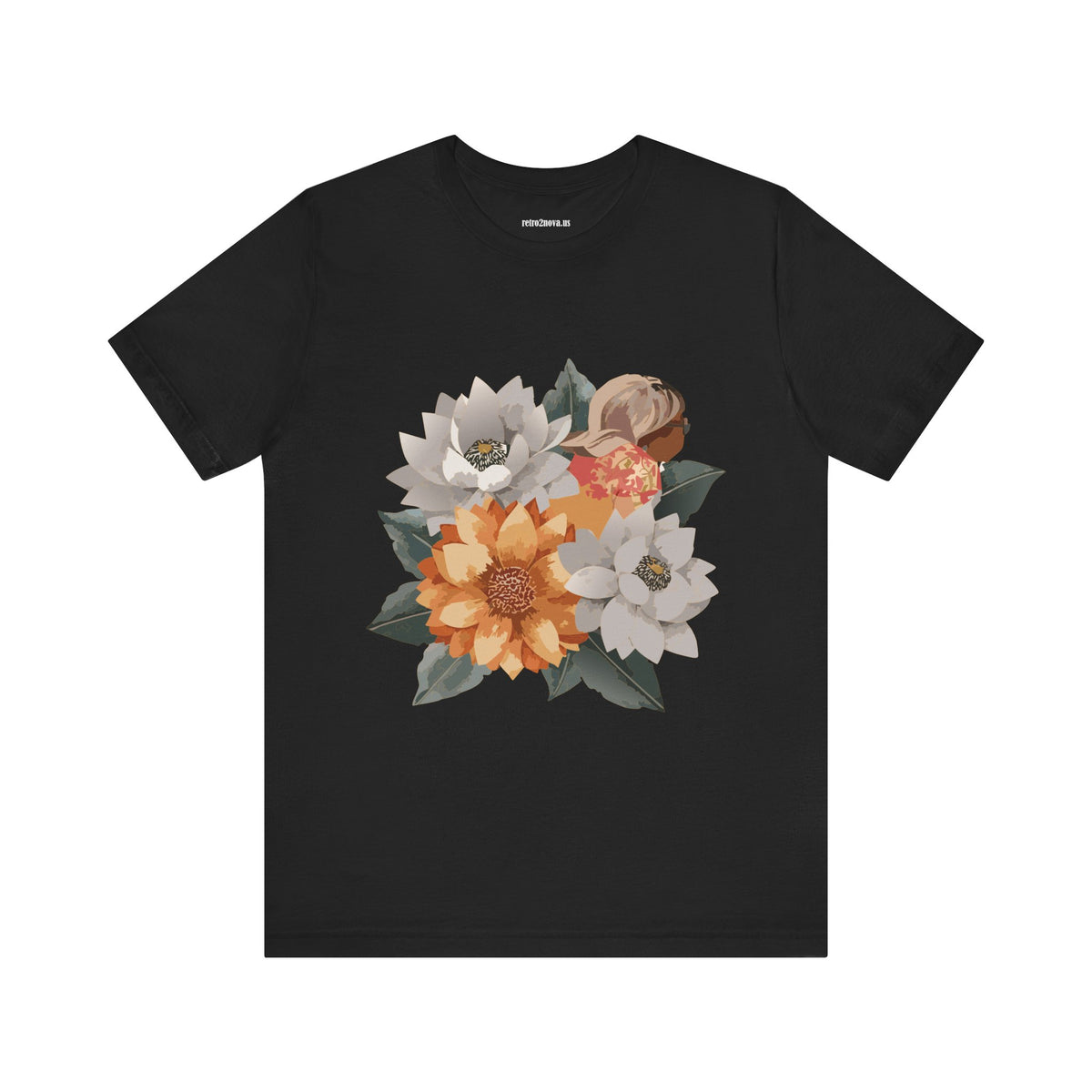 Floral Graphic Unisex Cotton Bella+Canvas Tee with Flowers Design ab102