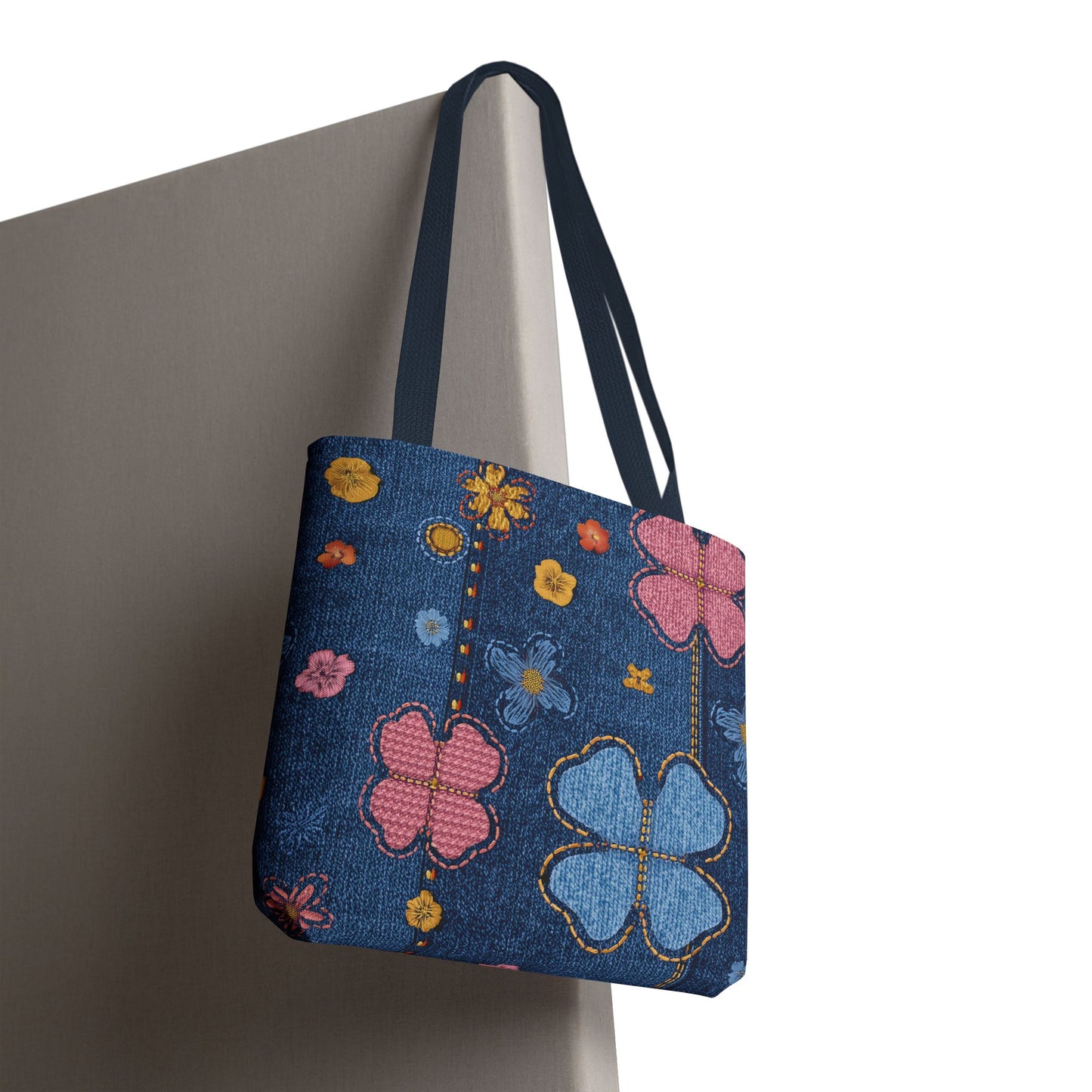 Denim Fabric Imitation Print Unisex Canvas Bag Poly Spun 3 Sizes Tote Bag 129