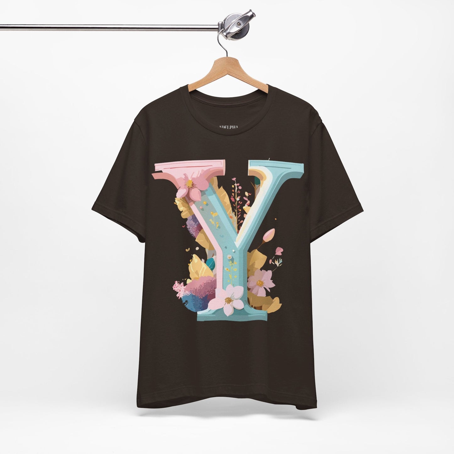 Letter Y Shirt Unisex Graphic Tee Vintage Inspired Artwork Adelpha Short Sleeve Design