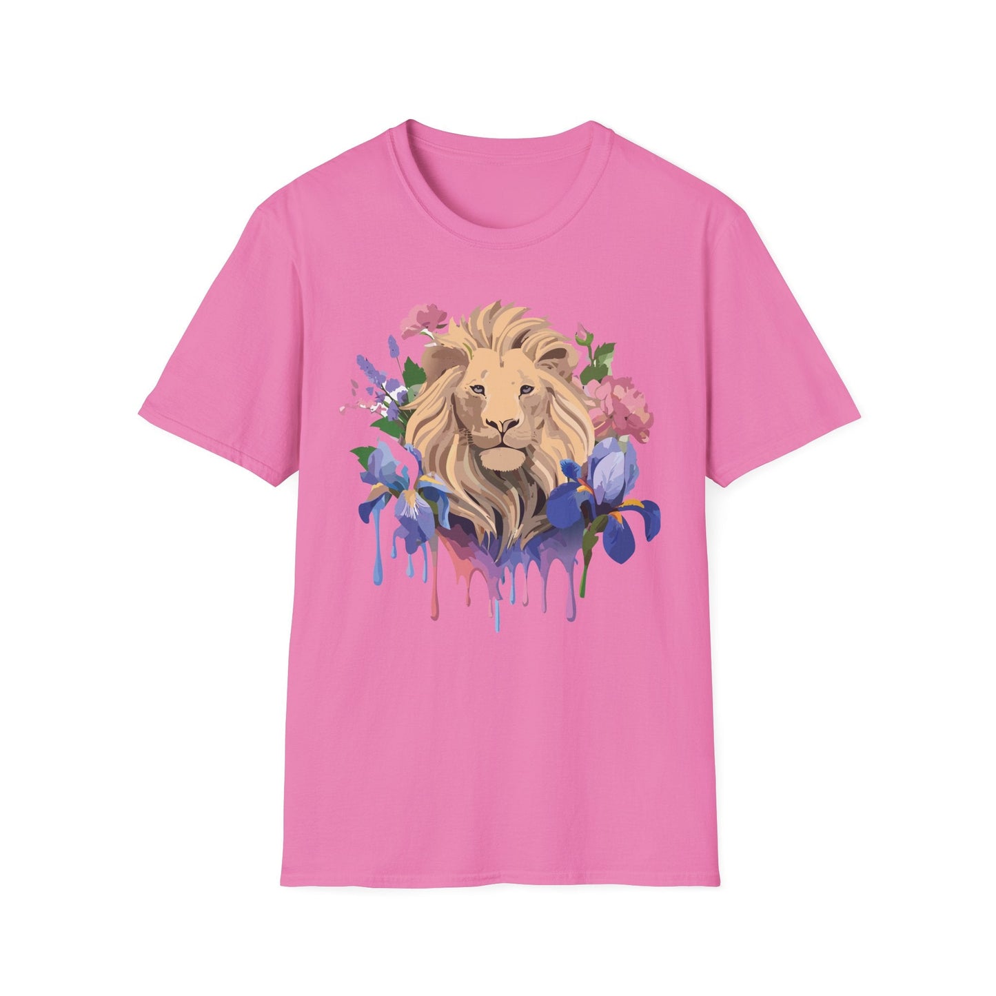 Unisex Softstyle Lion Shirt Floral Lion Tee Animal Print Graphic Tee