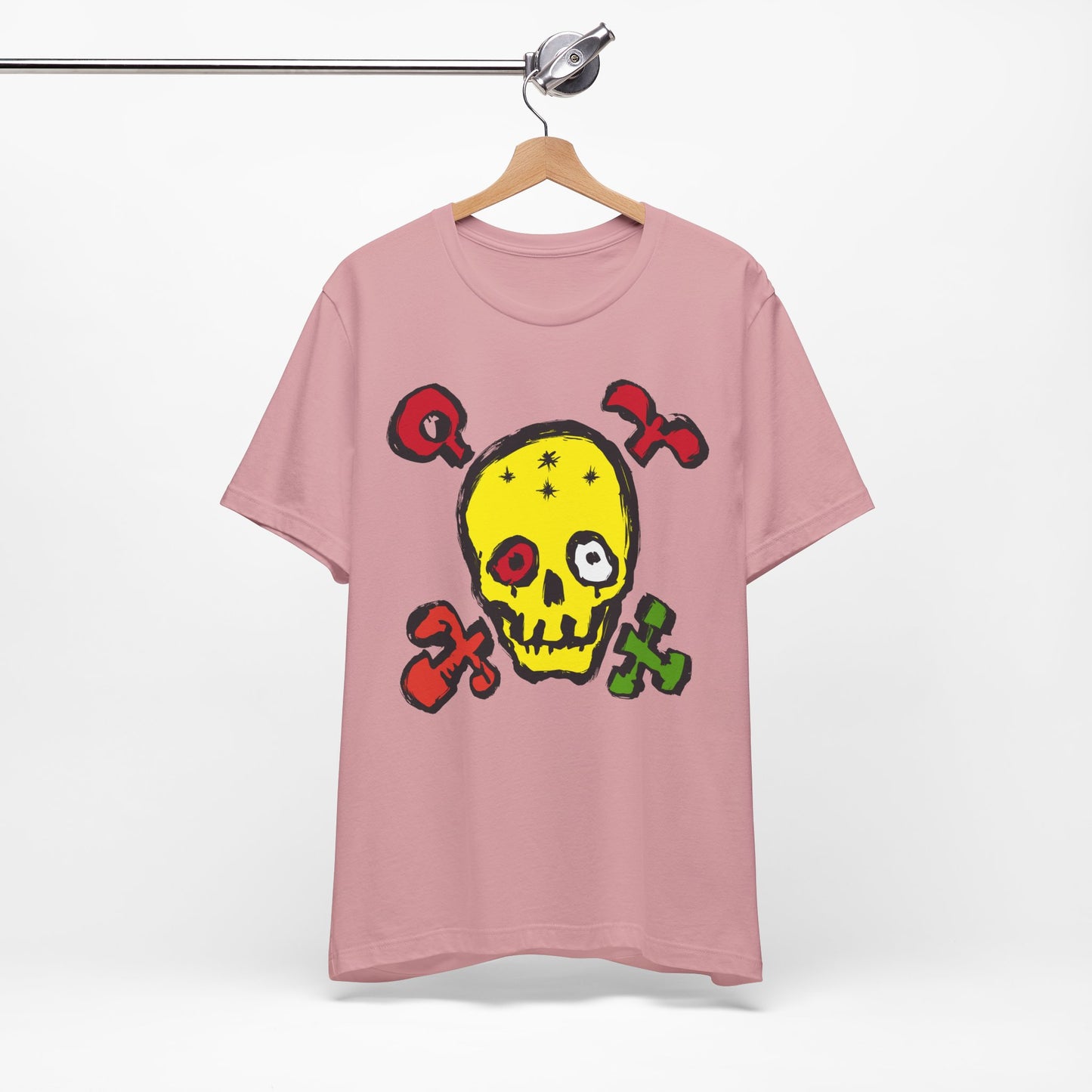 Yellow Skull Graphic Design Tee, Skull Shirt, Vintage Tees, Art Design T-Shirt, Vintage Graphic Tee, Art Shirts with Skulls
