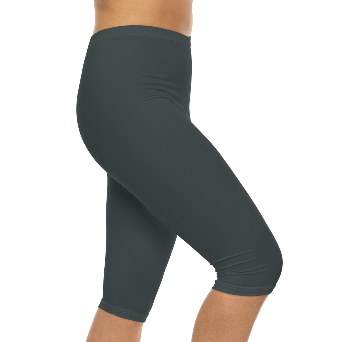 Iron Grey Color Women's Brushed Suede Poly Span Casual Capri Leggings XS-2XL