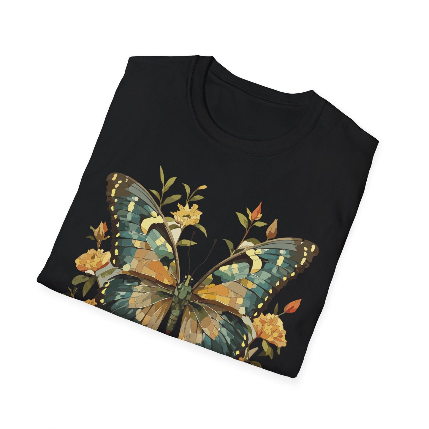 Butterfly Print T Shirt Unisex Monarch Shirt Gildan Softstyle 64000 Ring Spun Cotton