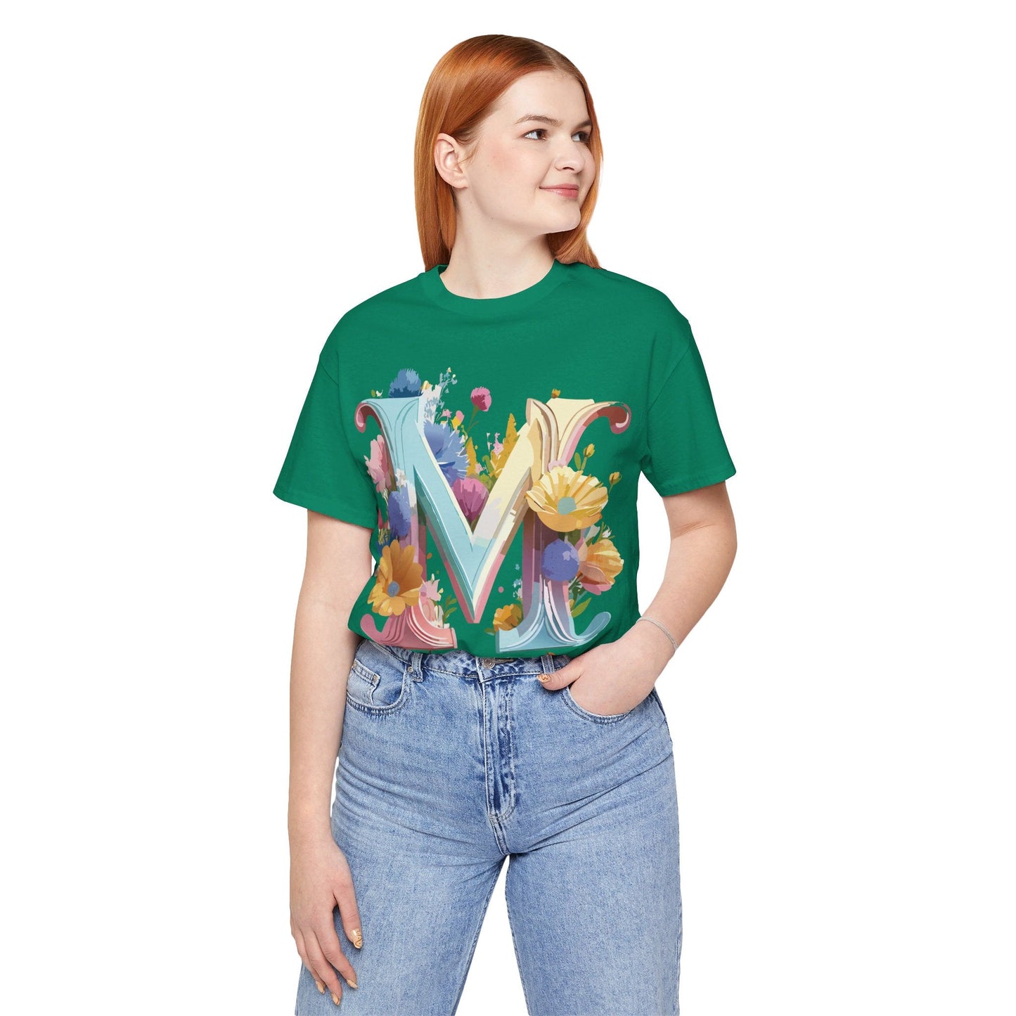 Letter M Shirt Unisex Graphic Tee Vintage Inspired Artwork Adelpha Short Sleeve Collection