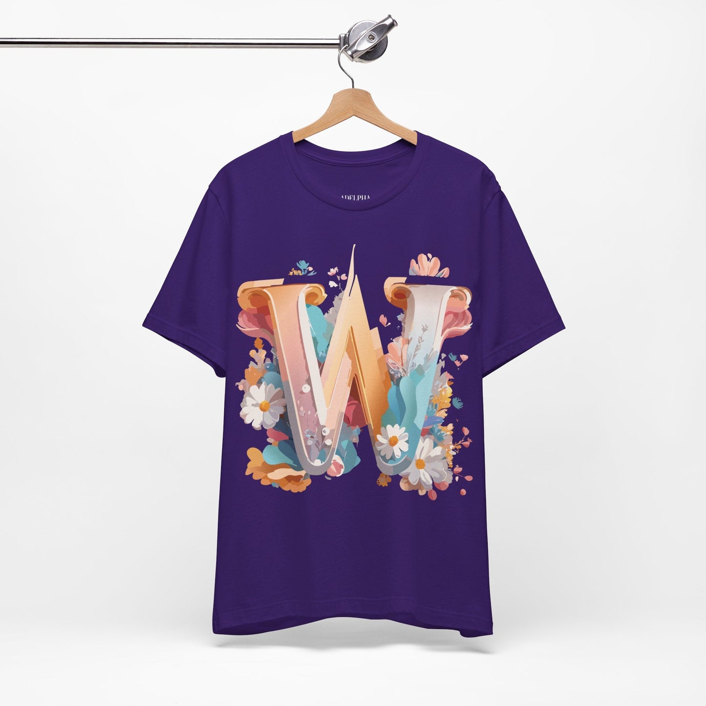 Letter W Shirt Unisex Graphic Tee By Adelpha Vintage Inspired Art Short Sleeve Collection