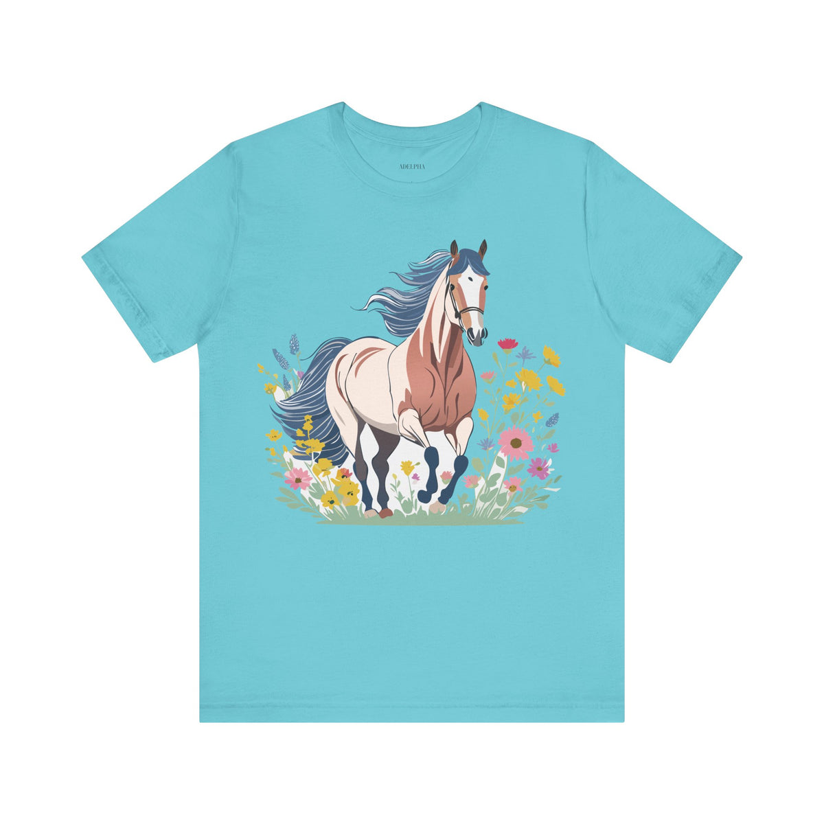 Horse Graphic Unisex Cotton Bella+Canvas Tee with Art Animal Design e30