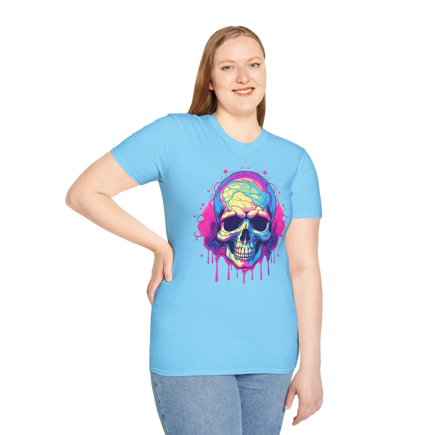 Skull Tee Shirt Unisex Skeleton Design Gildan Softstyle 64000 Ring Spun Cotton Tee