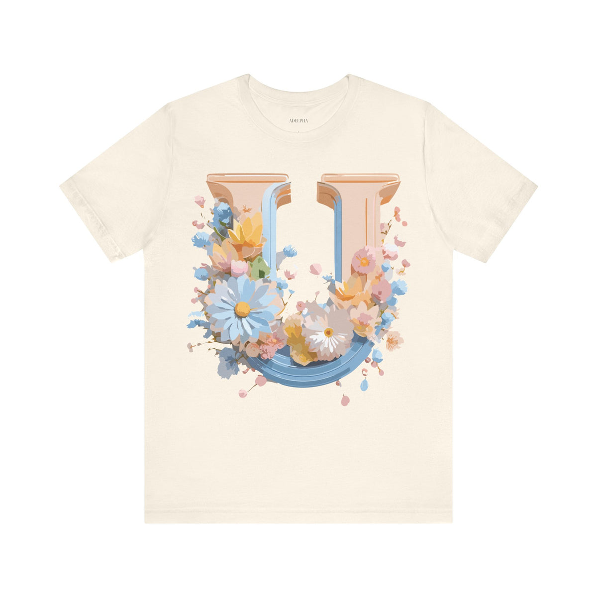 Letter U Graphic Unisex Cotton Bella+Canvas Tee with Art Letter Design