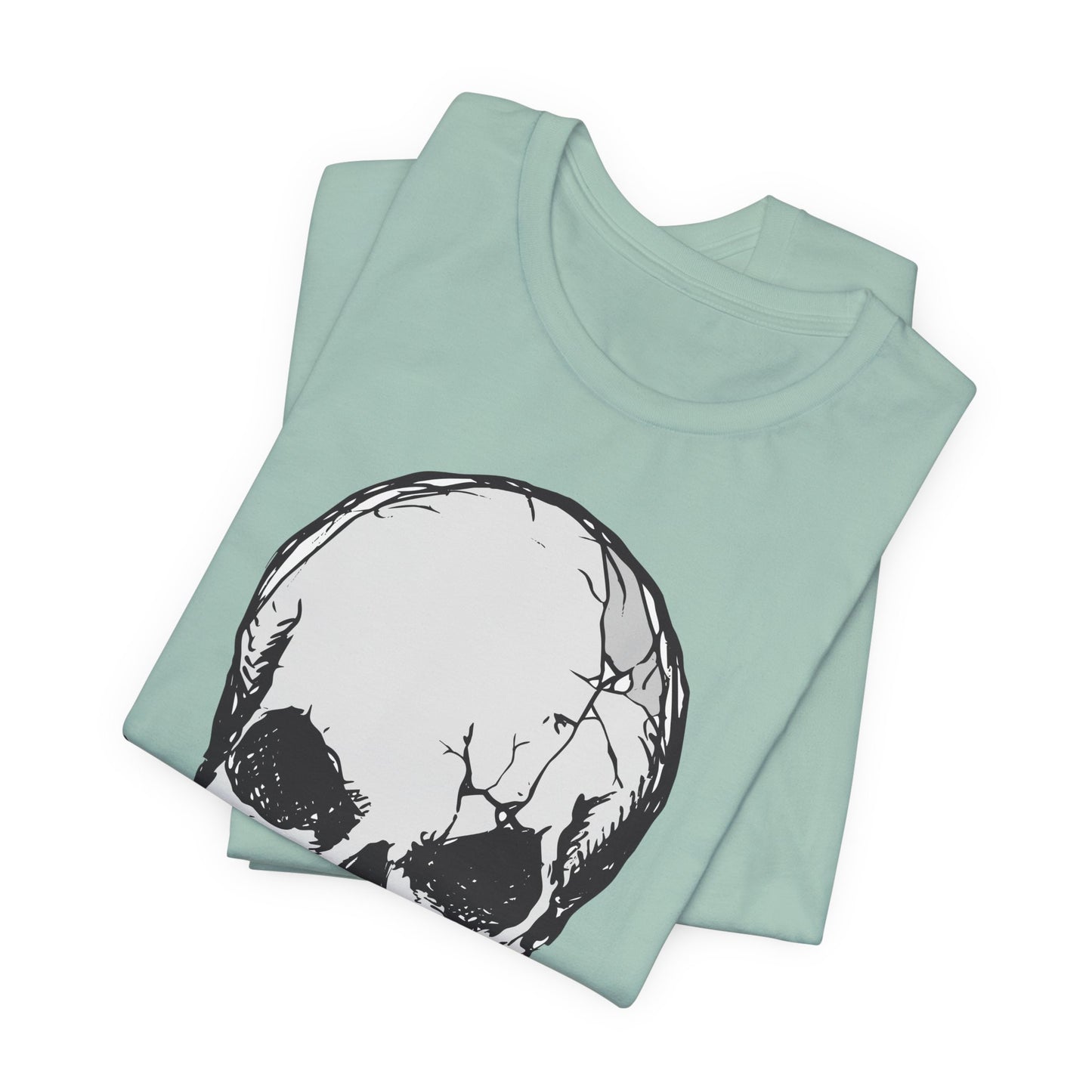Grey Skull Graphic Design Tee, Skull Shirt, Vintage Tees, Art Design T-Shirt, Vintage Graphic Tee, Art Shirts with Skulls