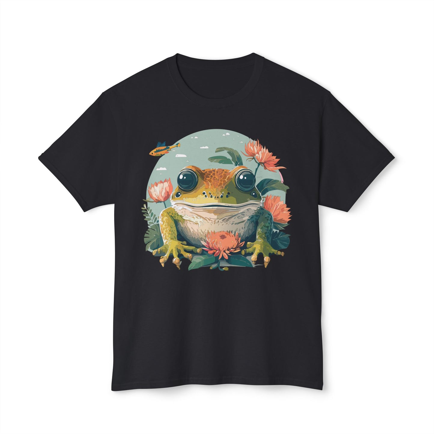 Frog T-Shirt, Vintage Frog Tee, Floral Tees, Frog Art Design Shirt, Tee Shirt with Frog 1