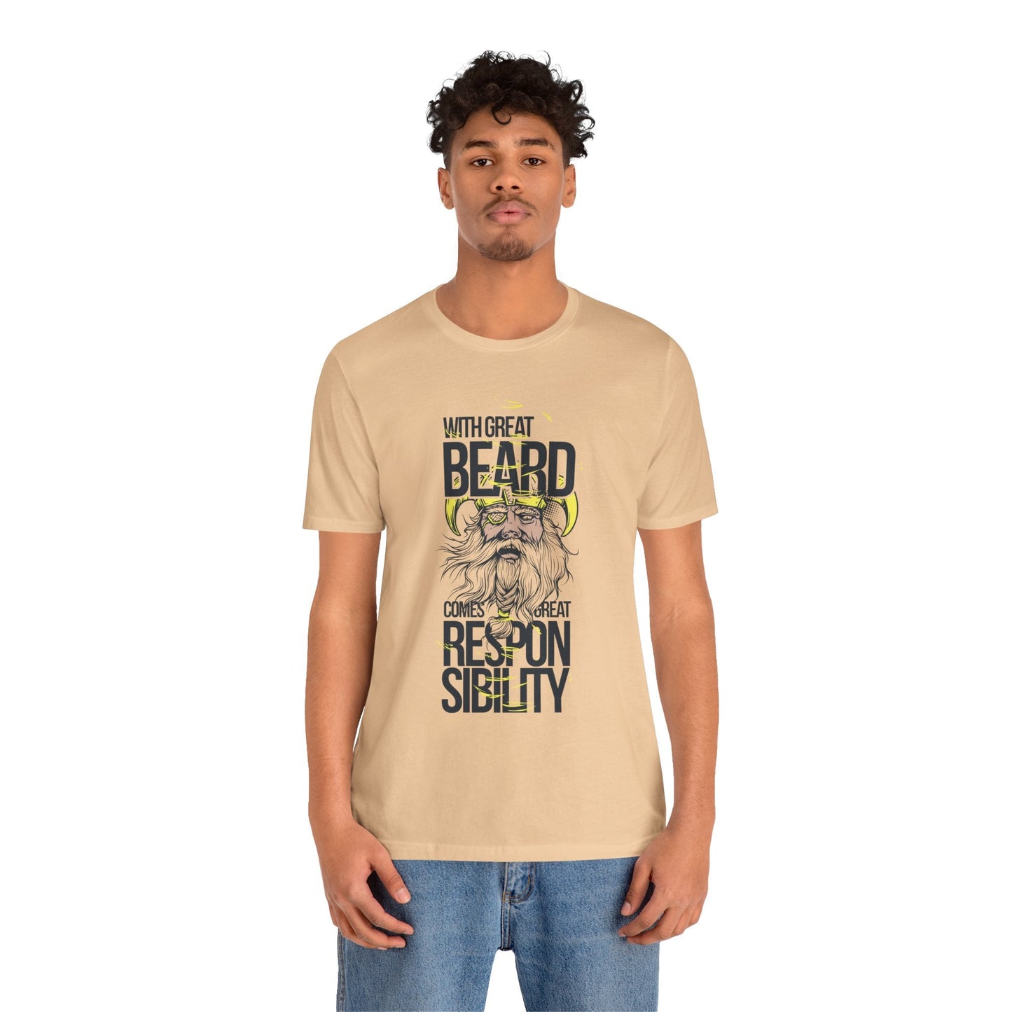 With Great Beard Comes Great Responsibility Tee Viking Beard Graphic Shirt A-2