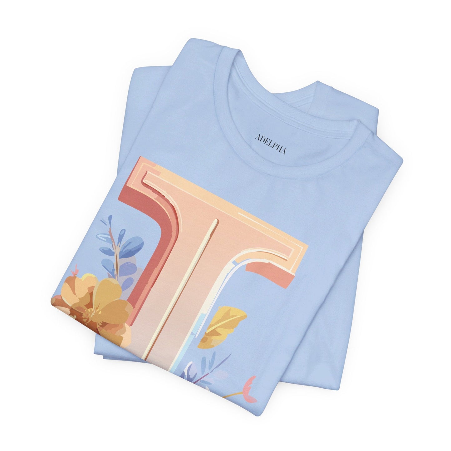 Vintage Inspired Letter I Shirt Unisex Graphic Tee Short Sleeve by Adelpha Premium