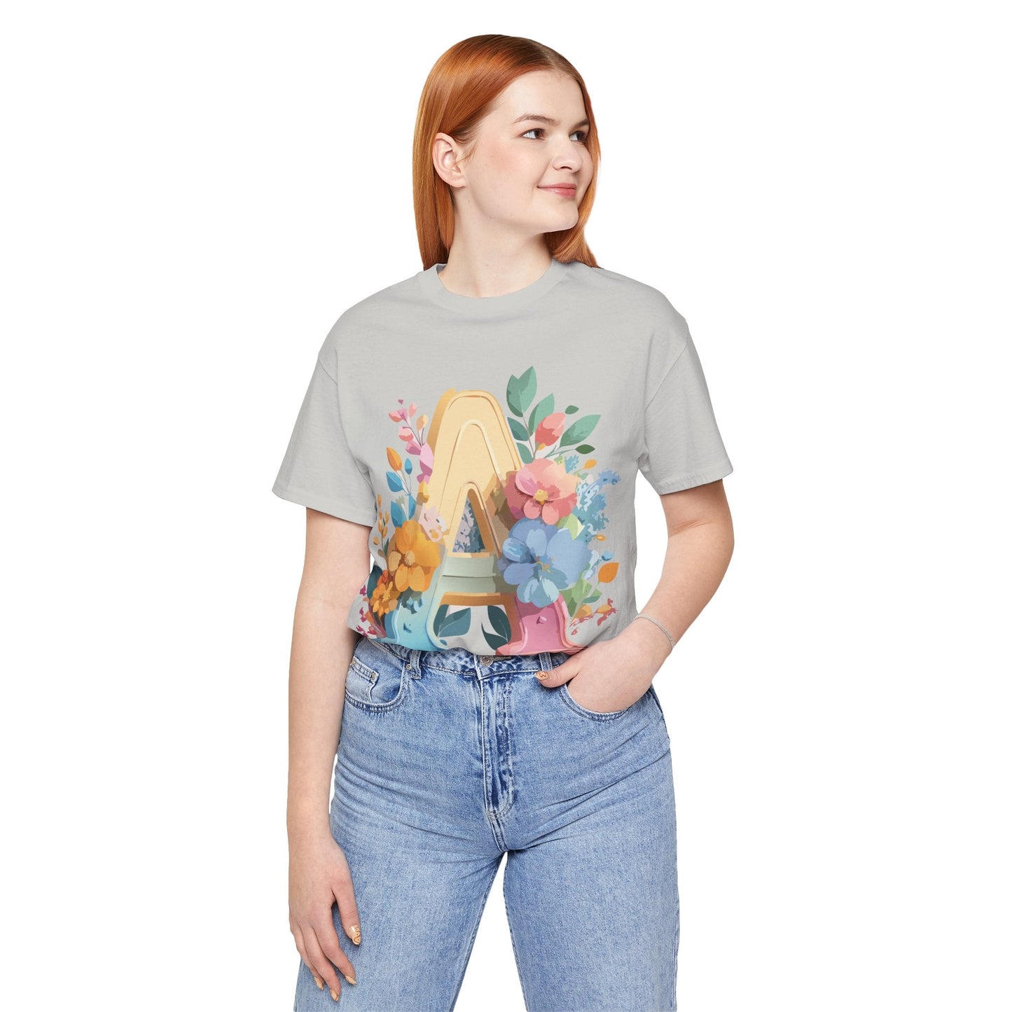 Letter A Shirt Graphic Tee Unisex Short Sleeve by Adelpha Vintage Inspired Art Tee
