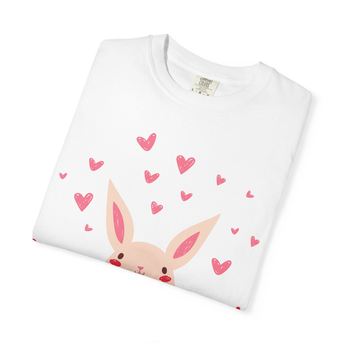 Easter Bunny Heart T-Shirt, Tee Shirt with Easter Signature, T Shirt with Easter Prints, Tee Shirt with Easter Design