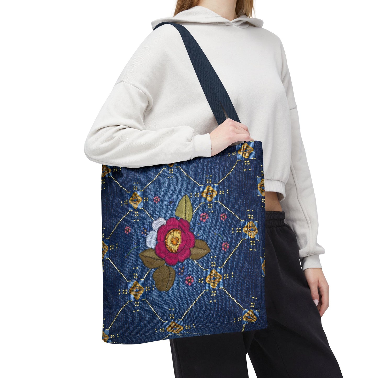 Denim Fabric Imitation Print Unisex Canvas Bag Poly Spun 3 Sizes Tote Bag 160