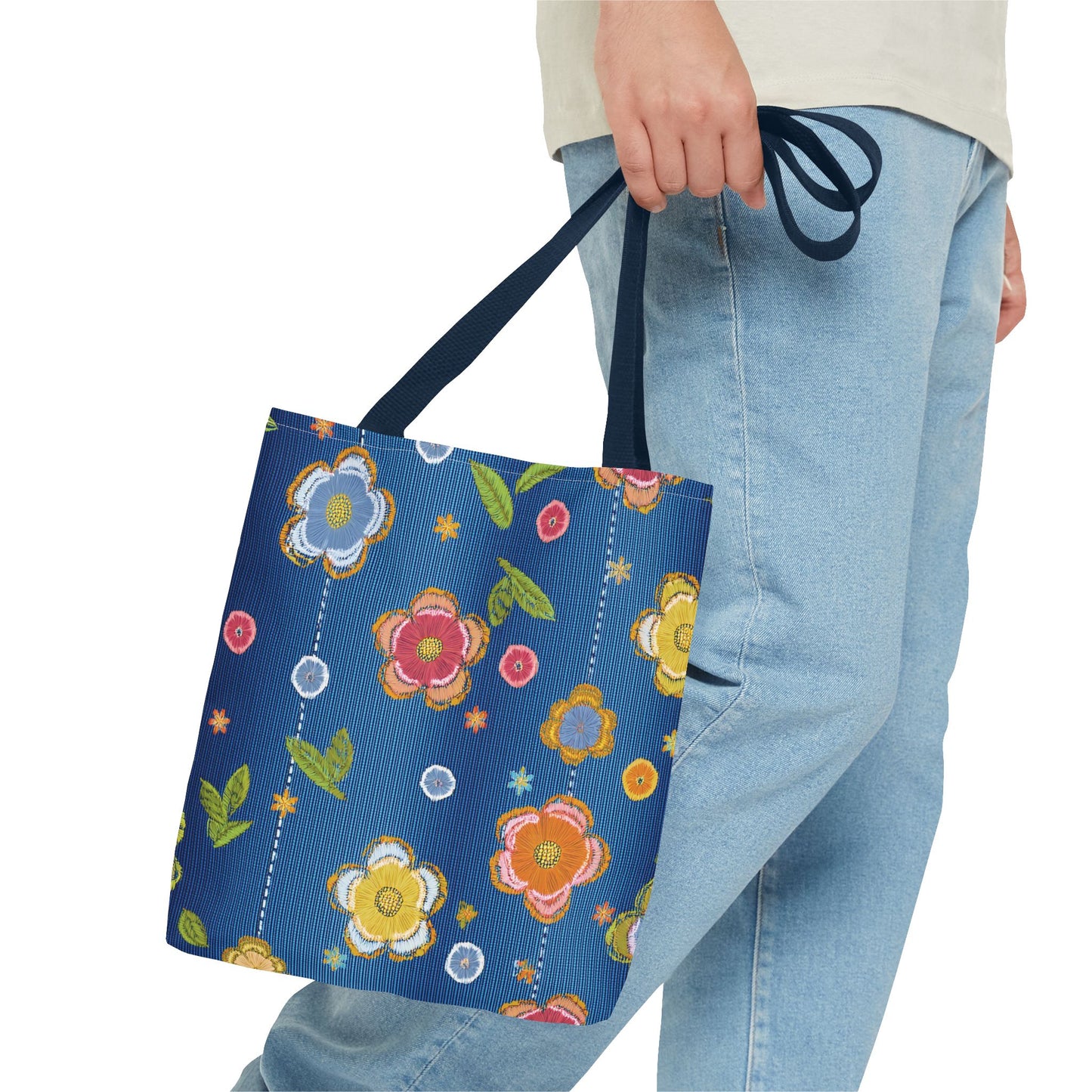 Denim Fabric Imitation Print Unisex Canvas Bag Poly Spun 3 Sizes Tote Bag 133
