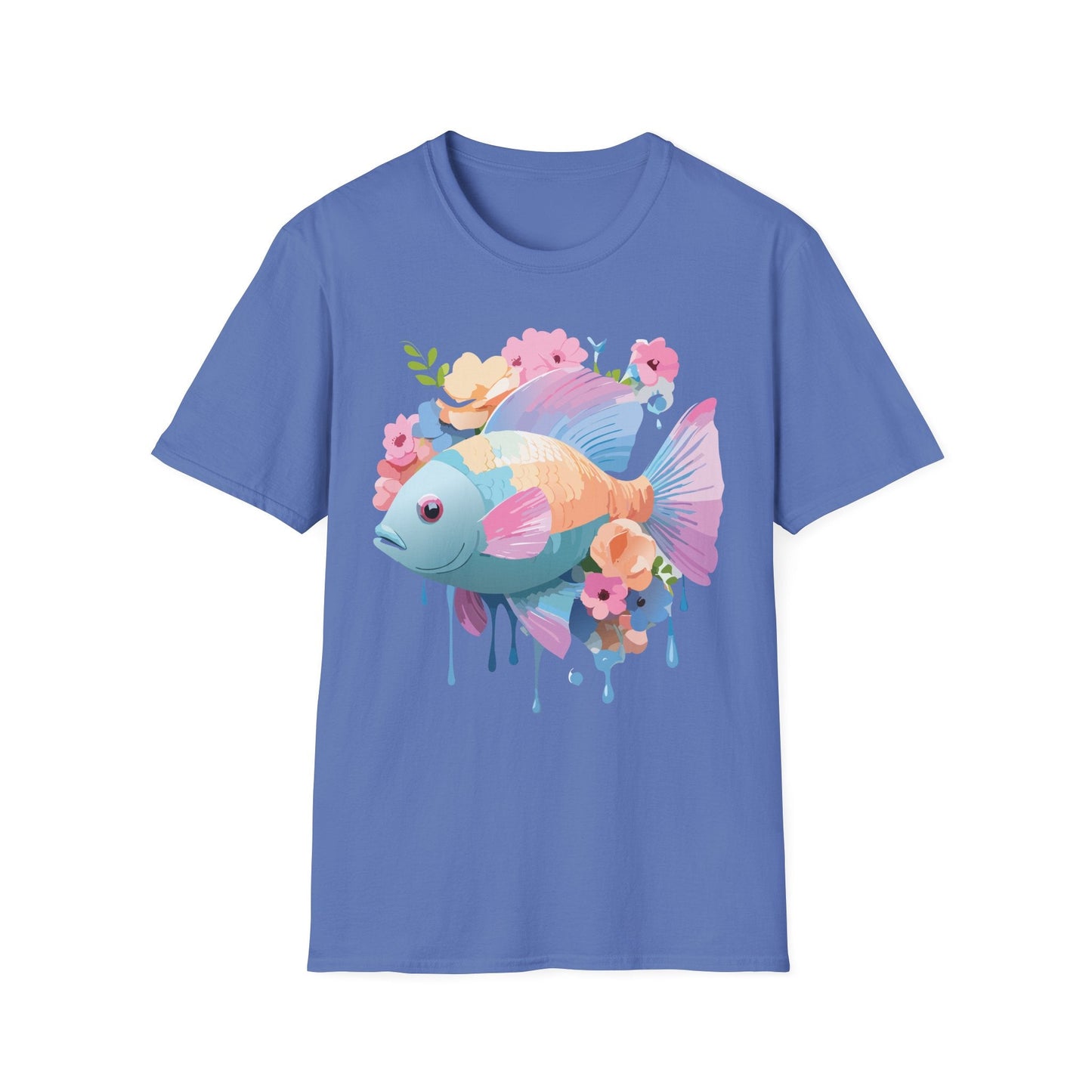 Fish Art Design Graphic Tee Unisex Short Sleeve T Shirt With Fish Artwork Premium Cotton