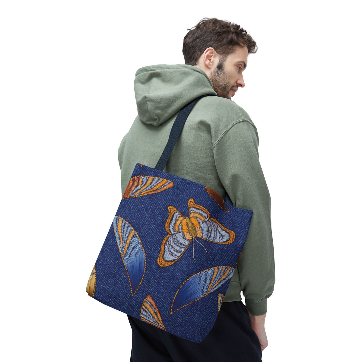 Denim Fabric Imitation Print Unisex Canvas Bag Poly Spun 3 Sizes Tote Bag 173