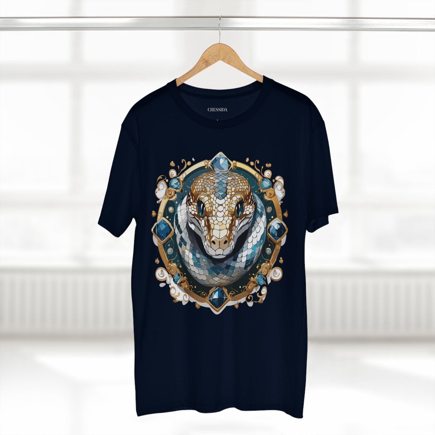 Snake Graphic Unisex 100 Cotton Tee With Unique Animal Golden Medallion Art Design 42