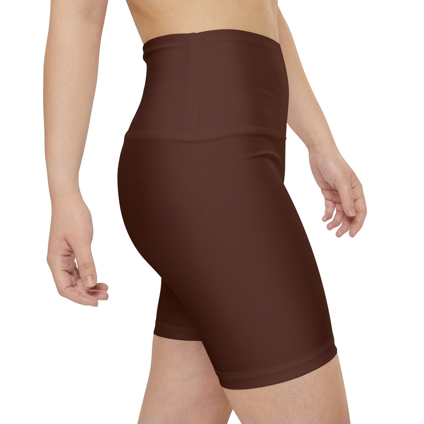 Dark Walnut Brown Women's Brown High-Waist Workout Shorts — Biker Fitness Activewear
