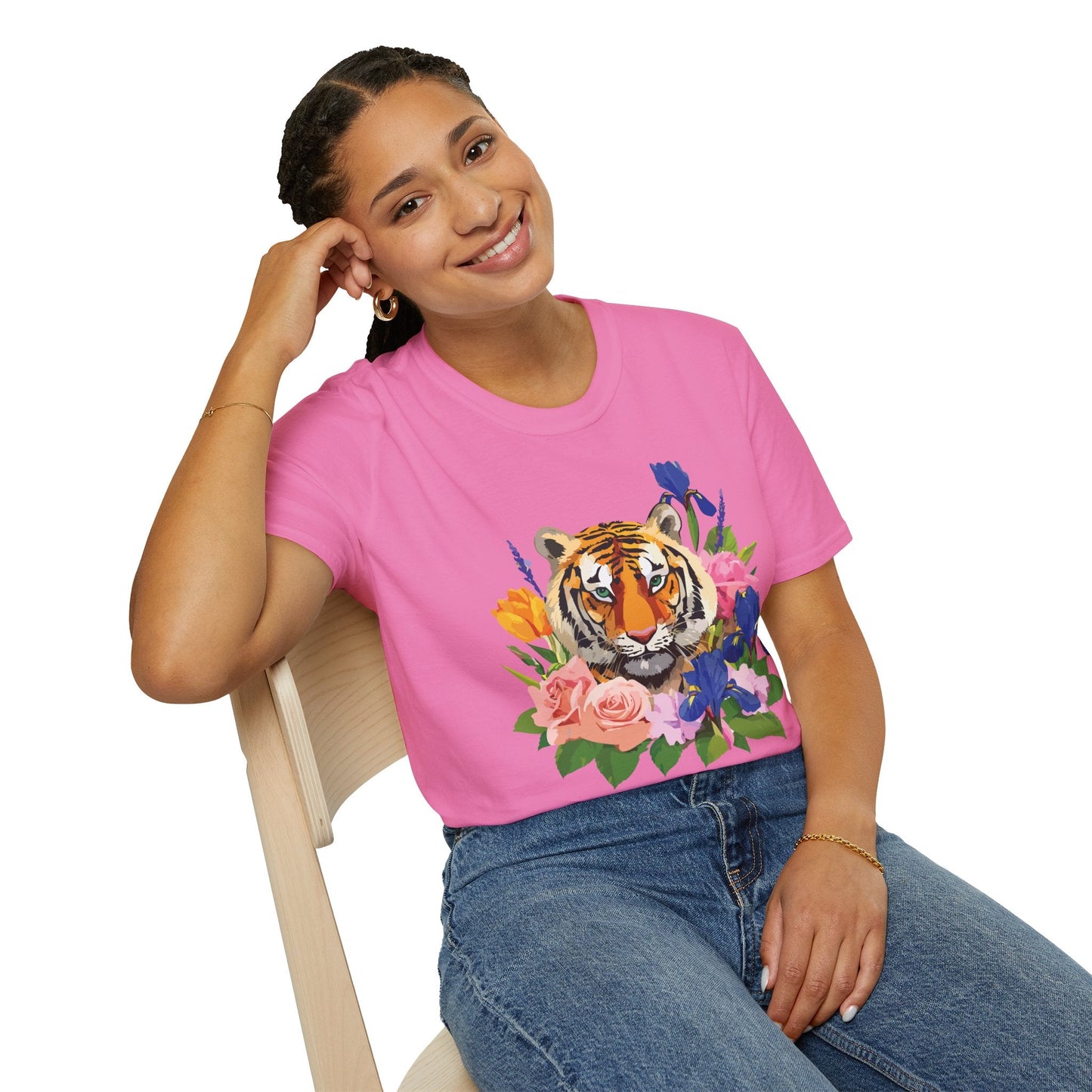 Tiger Shirt Unisex Animal Tee Gildan Softstyle 64000 100 Percent Cotton