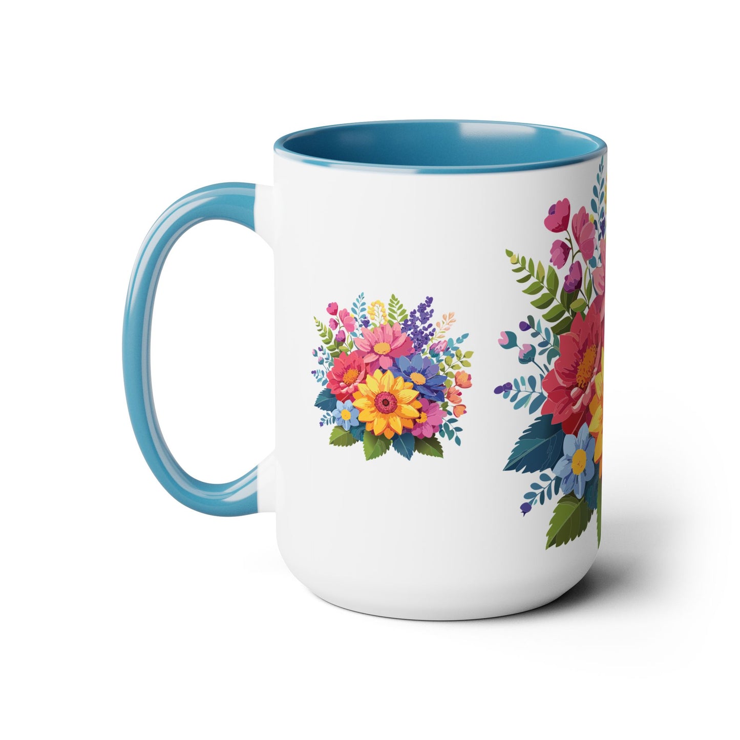 Two-Tone Coffee Mug with flowers