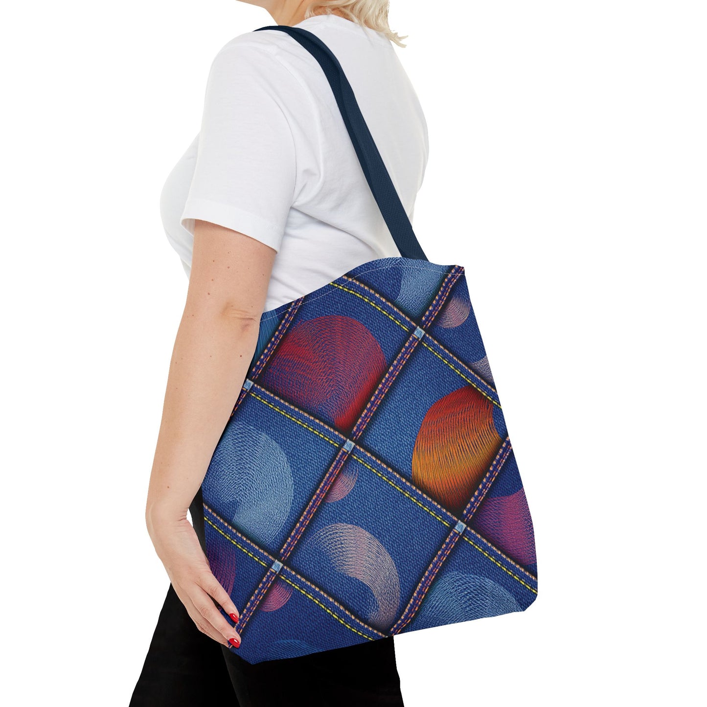 Denim Fabric Imitation Print Unisex Canvas Bag Poly Spun 3 Sizes Tote Bag 186-5