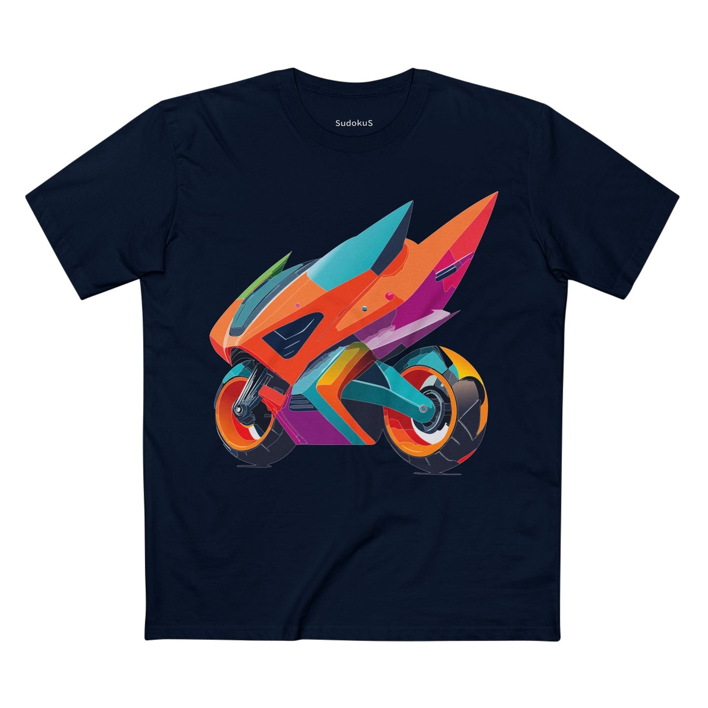 Moto Bike Graphic Unisex 100 Cotton Staple Tee 2