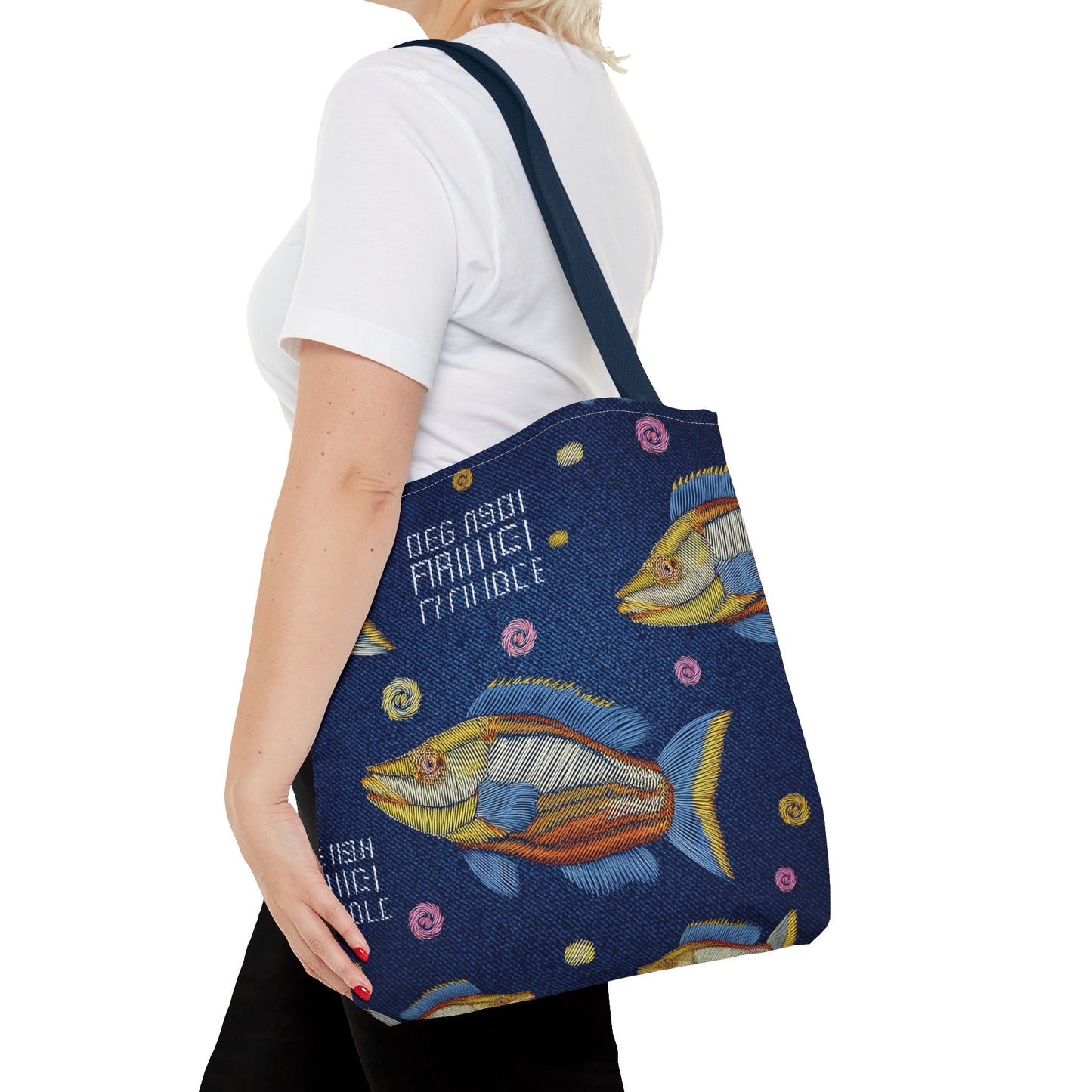 Denim Fabric Imitation Print Unisex Canvas Bag Poly Spun 3 Sizes Tote Bag 193-5