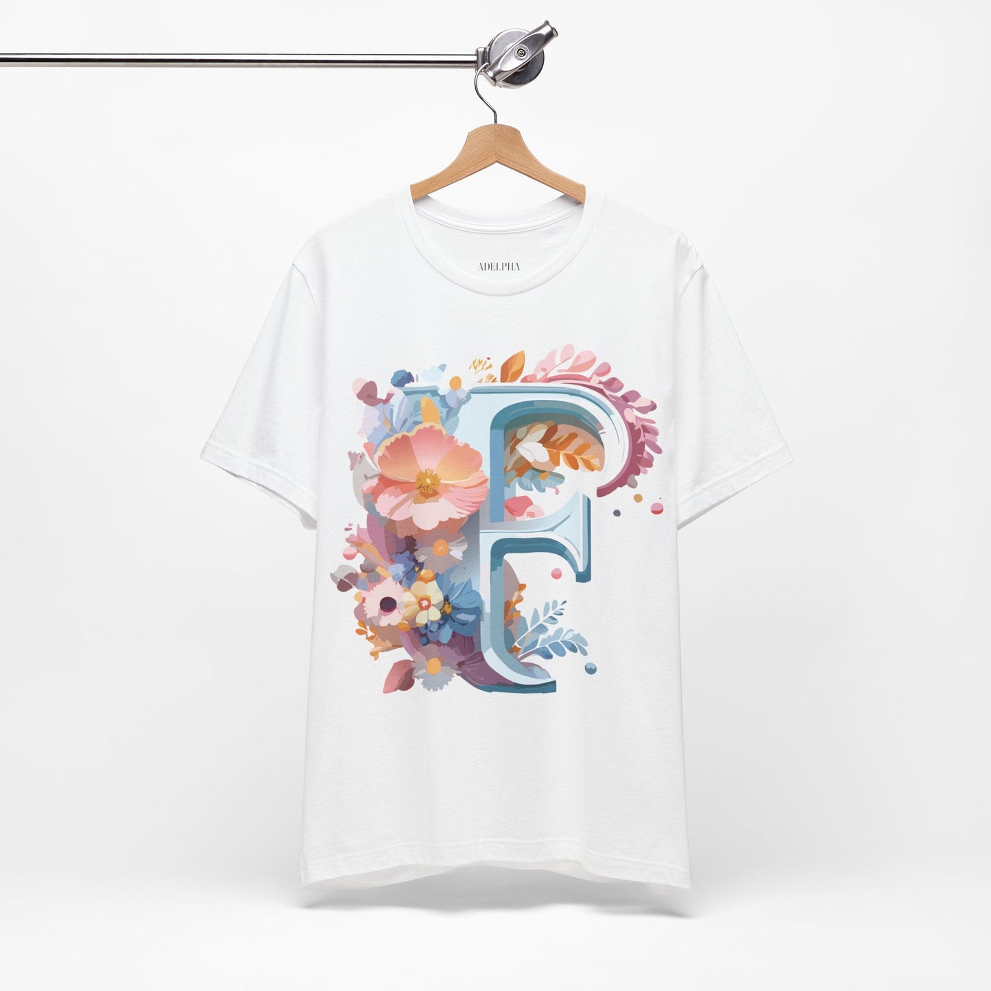 Letter F Shirt Unisex Graphic Tee Jersey Short Sleeve by Adelpha Vintage Inspired Art Design