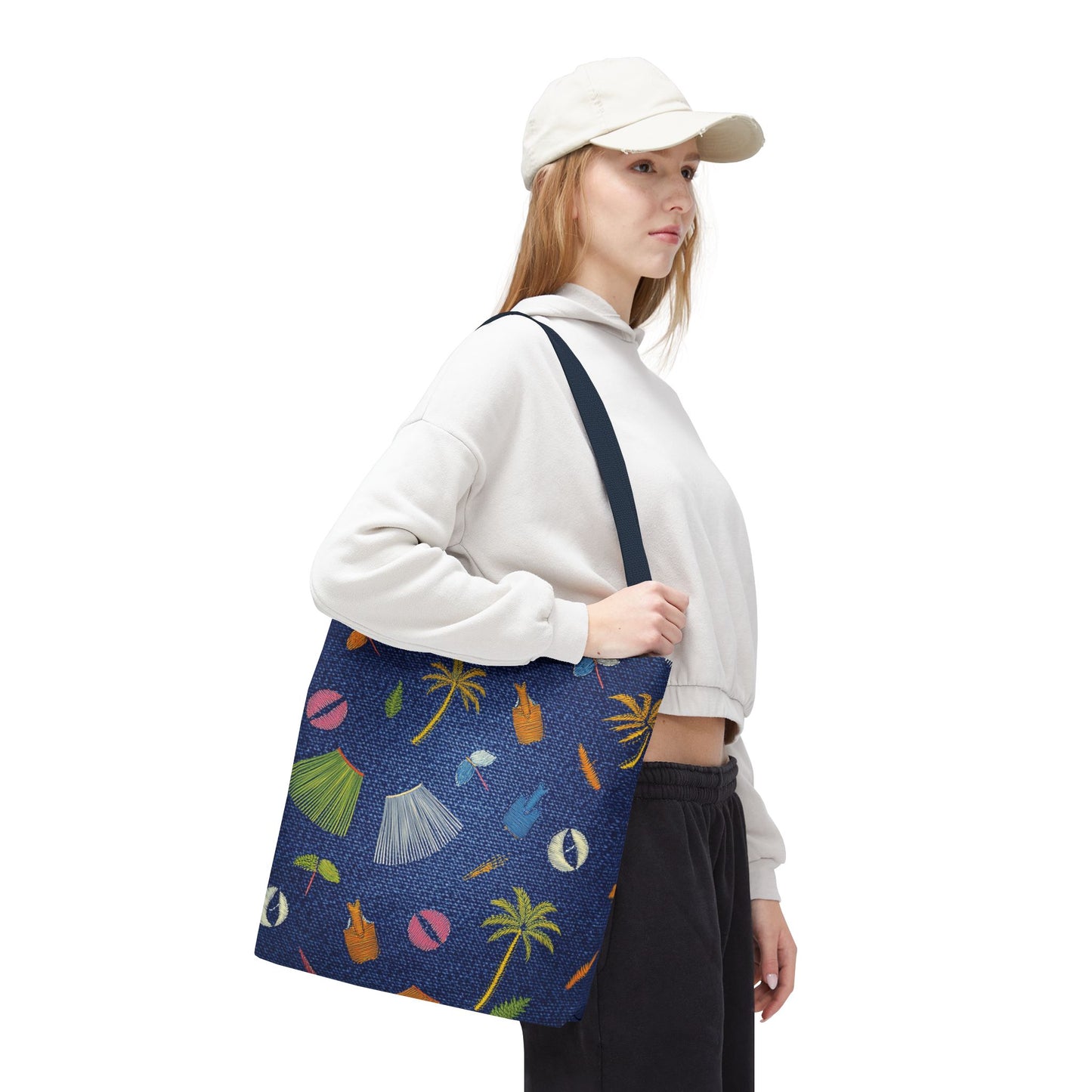 Denim Fabric Imitation Print Unisex Canvas Bag Poly Spun 3 Sizes Tote Bag 182-3