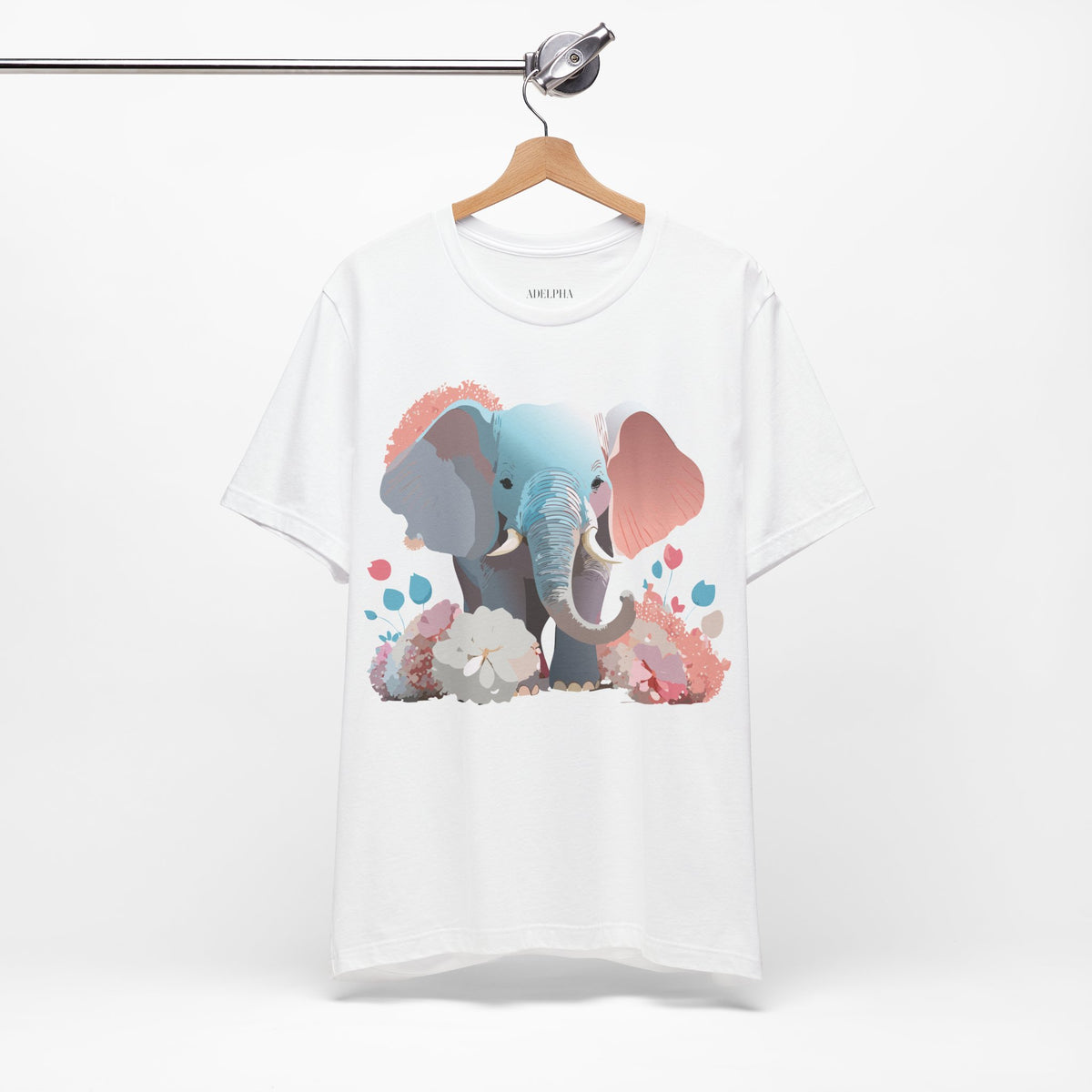 Elephant Graphic Unisex Cotton Bella+Canvas Tee with Art Animal Design e132