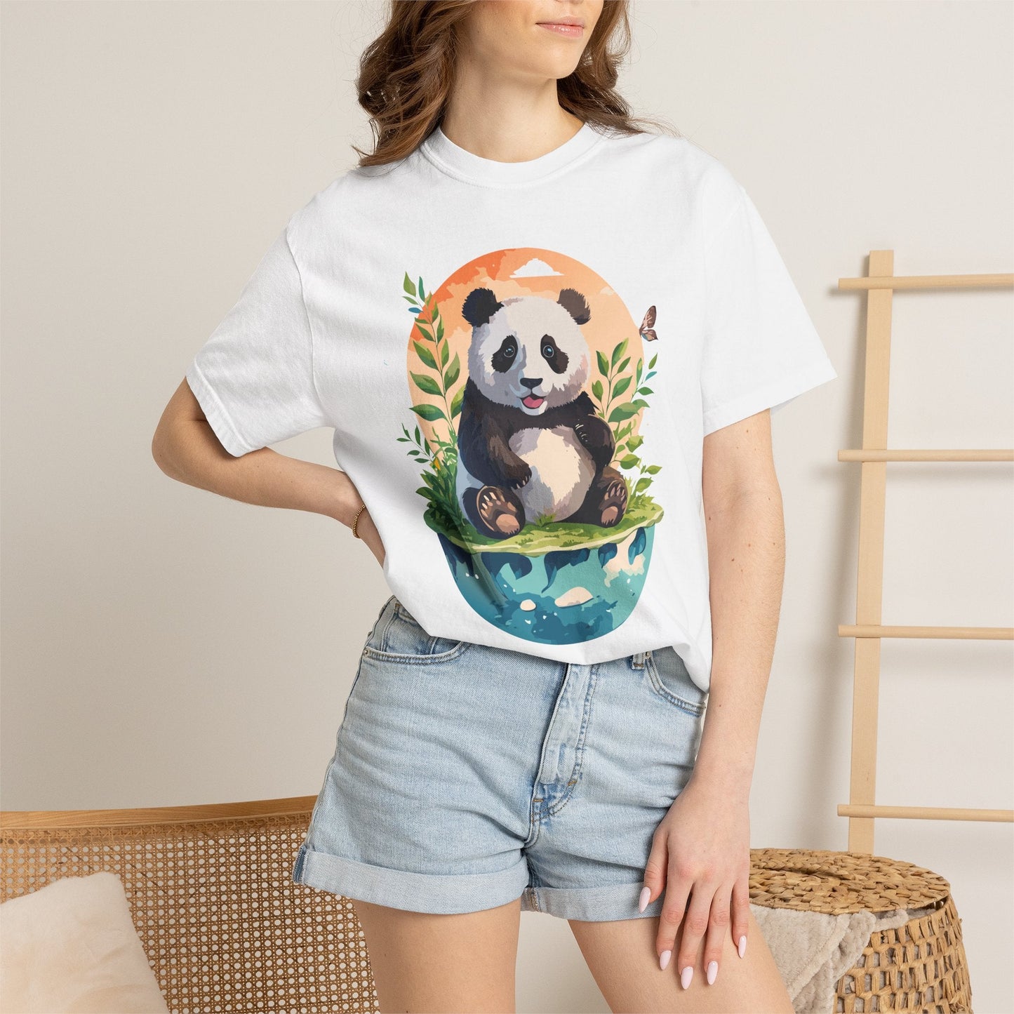 Panda Portrait Graphic T-Shirt Unisex Cotton Floral Animal Art Tee pp4