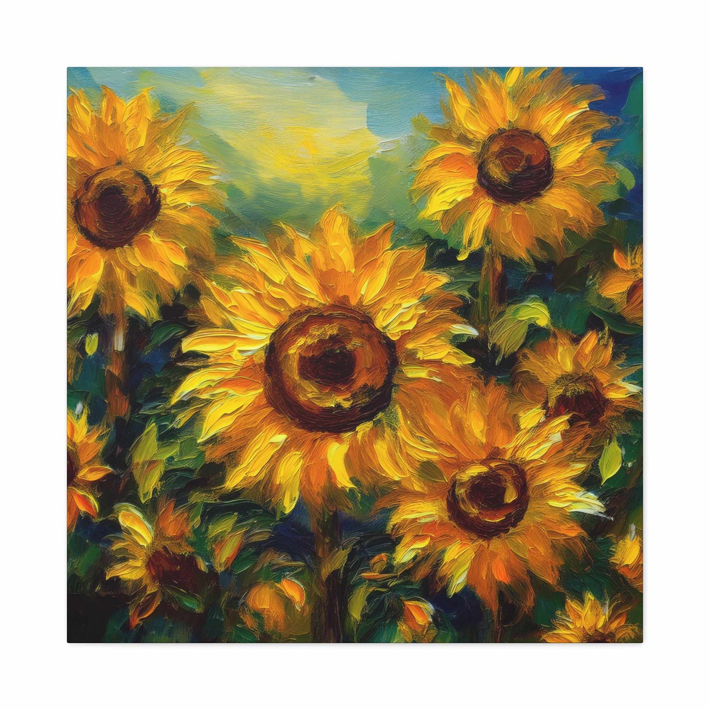 Sunflowers Print Canvas, Flowers Oil Paint Print 20x20, 24x24, 30x30, 32x32, 36x36, Floral Art Design Print Non-Frame MC-24