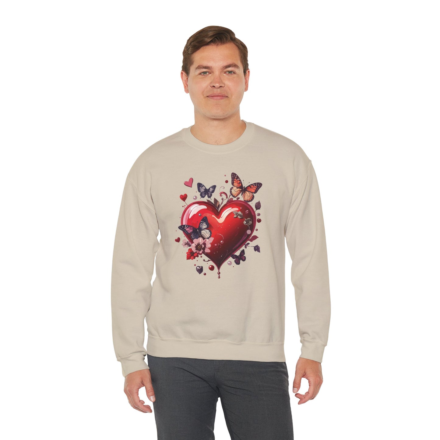 Big Red Heart Sweatshirt, Floral Red Heart Sweatshirt, Floral Love Sweatshirt, Valentine's Day Sweatshirt, Heart Floral Sweatshirt 105